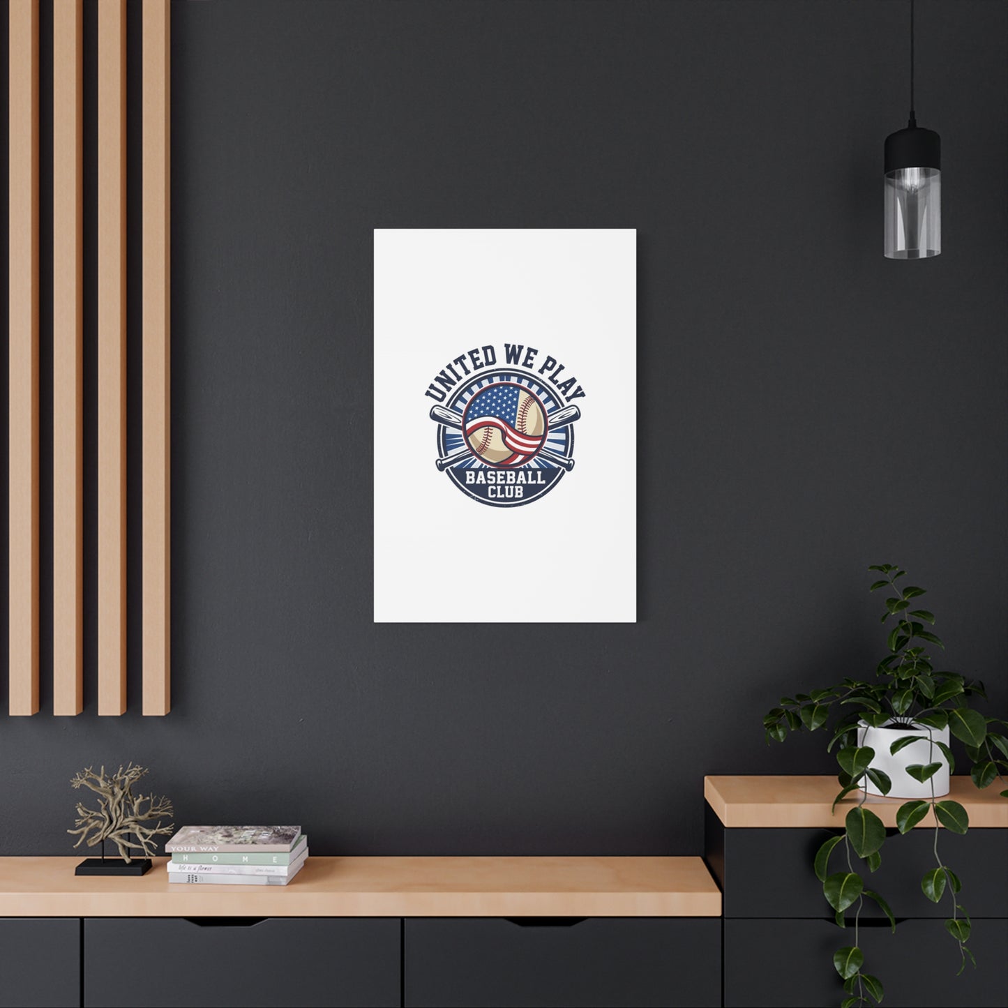 United We Play Baseball Club Canvas | Patriotic Baseball Graphic, Vintage Ballpark Aesthetic