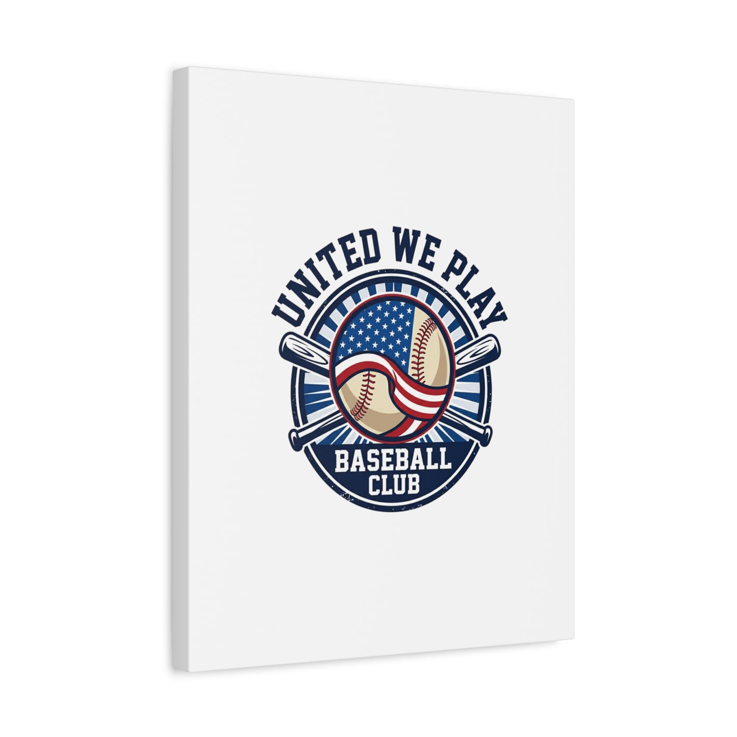 United We Play Baseball Club Canvas | Patriotic Baseball Graphic, Vintage Ballpark Aesthetic