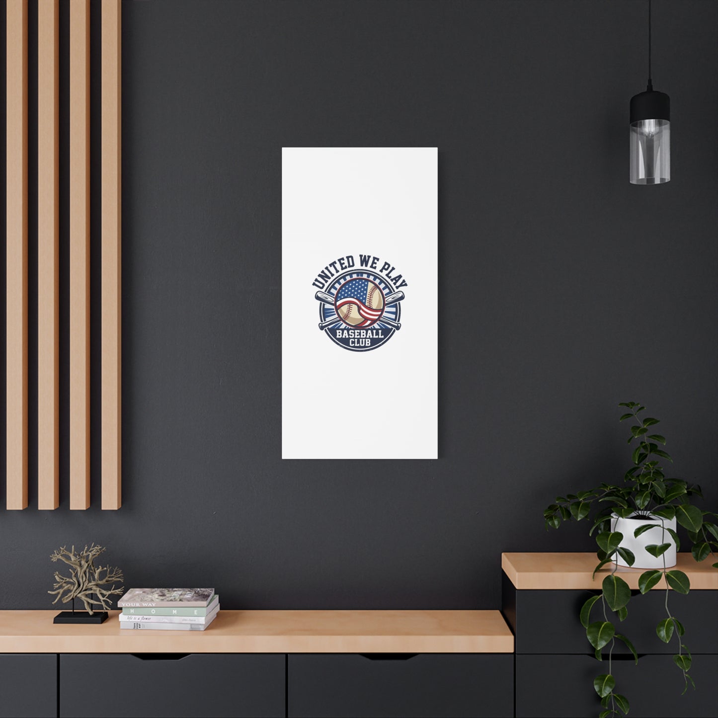 United We Play Baseball Club Canvas | Patriotic Baseball Graphic, Vintage Ballpark Aesthetic