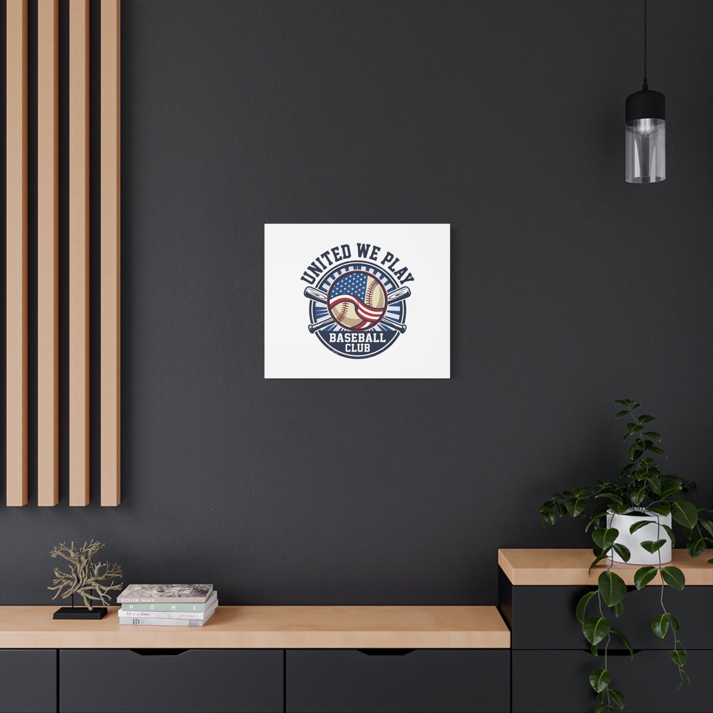 United We Play Baseball Club Canvas | Patriotic Baseball Graphic, Vintage Ballpark Aesthetic
