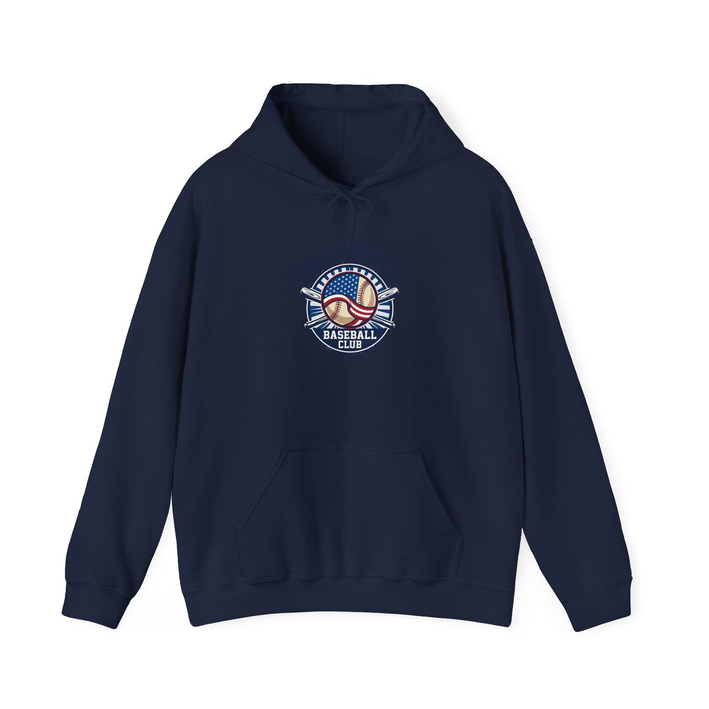Patriotic Baseball Graphic Hoodie | vintage red white blue ballpark aesthetic