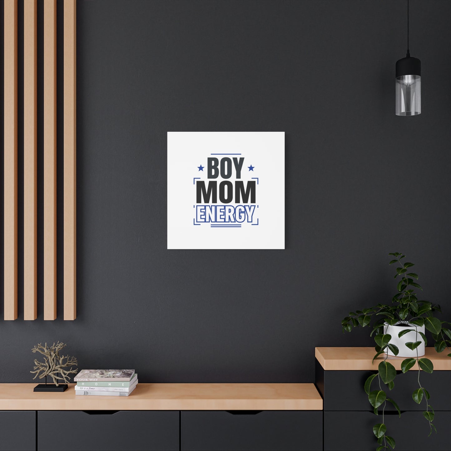 Boy Mom Energy Canvas, Minimal Typographic Mom Wall Art | Mother’s Day Mom Identity