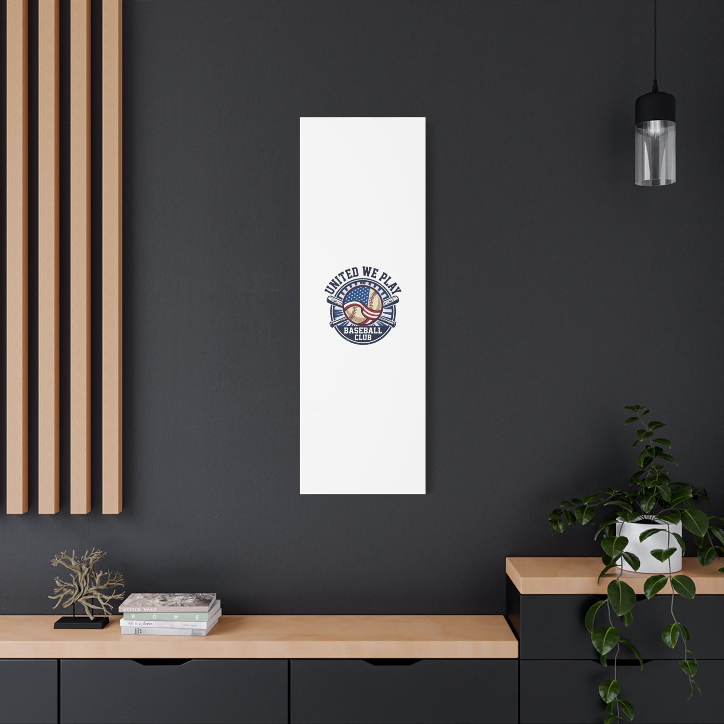 United We Play Baseball Club Canvas | Patriotic Baseball Graphic, Vintage Ballpark Aesthetic