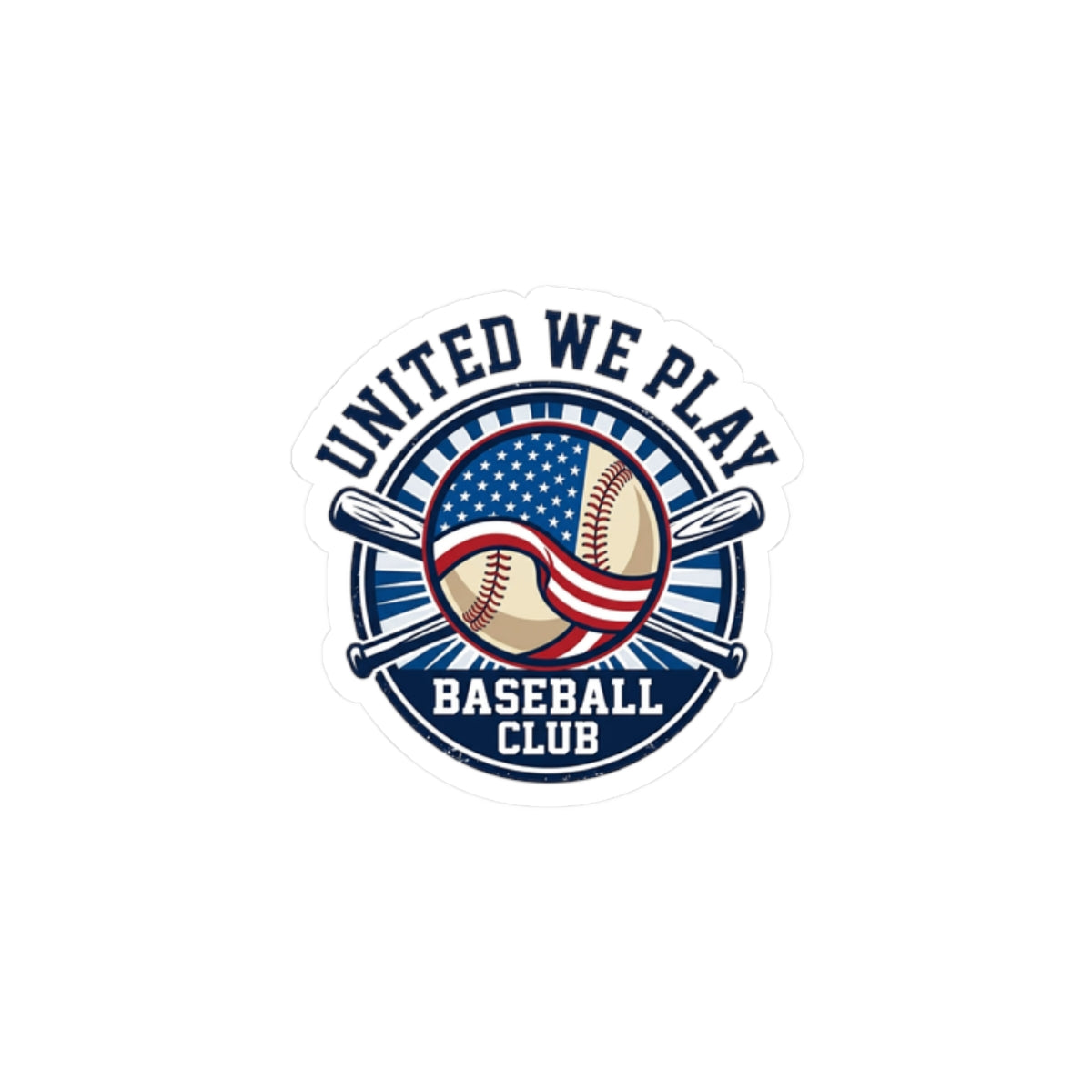 United We Play Baseball Club Sticker | Patriotic Baseball, Red White Blue