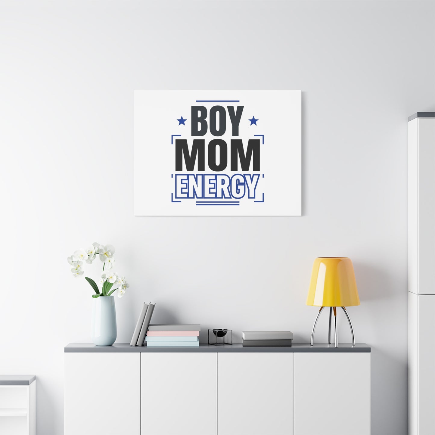 Boy Mom Energy Canvas, Minimal Typographic Mom Wall Art | Mother’s Day Mom Identity
