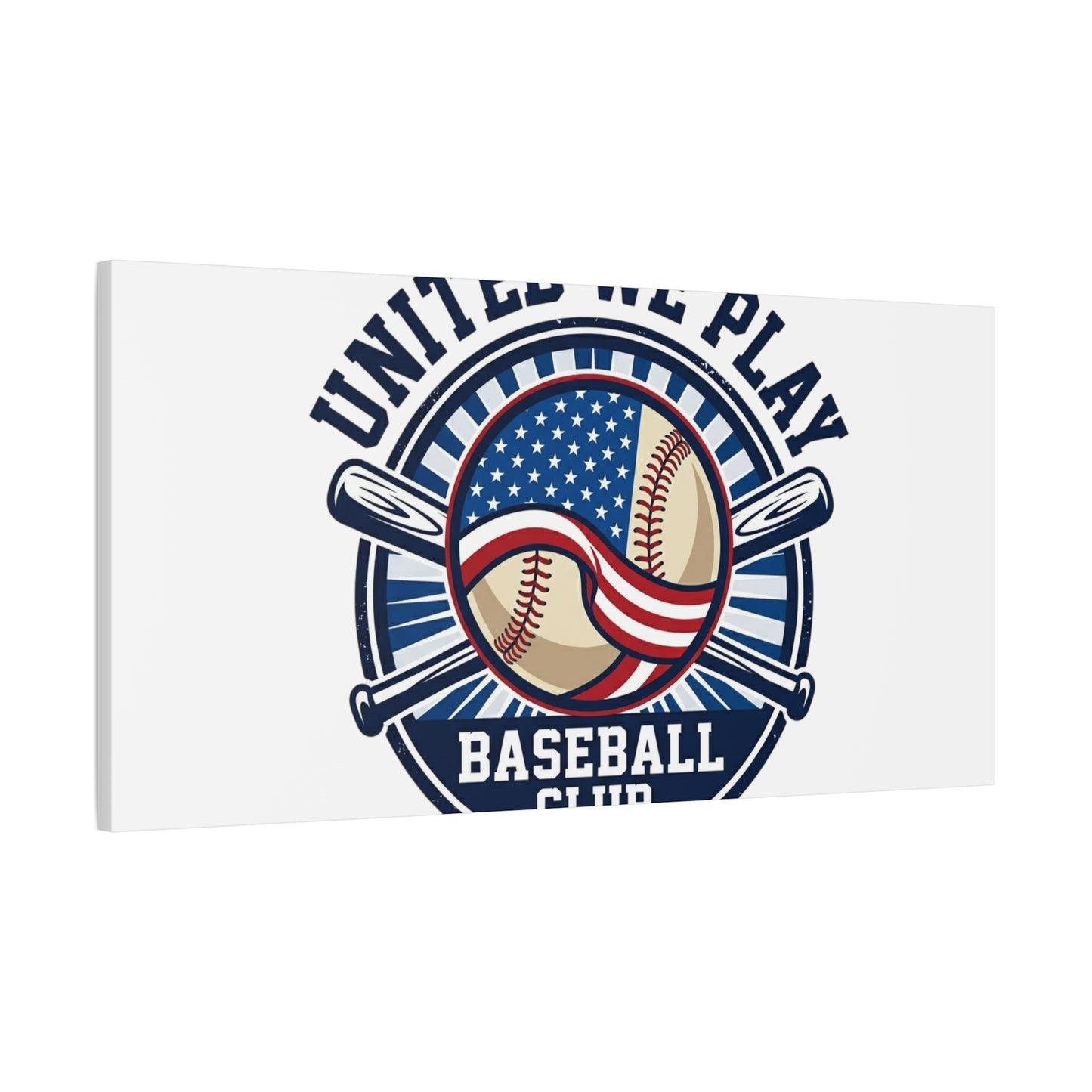 United We Play Baseball Club Canvas | Patriotic Baseball Graphic, Vintage Ballpark Aesthetic