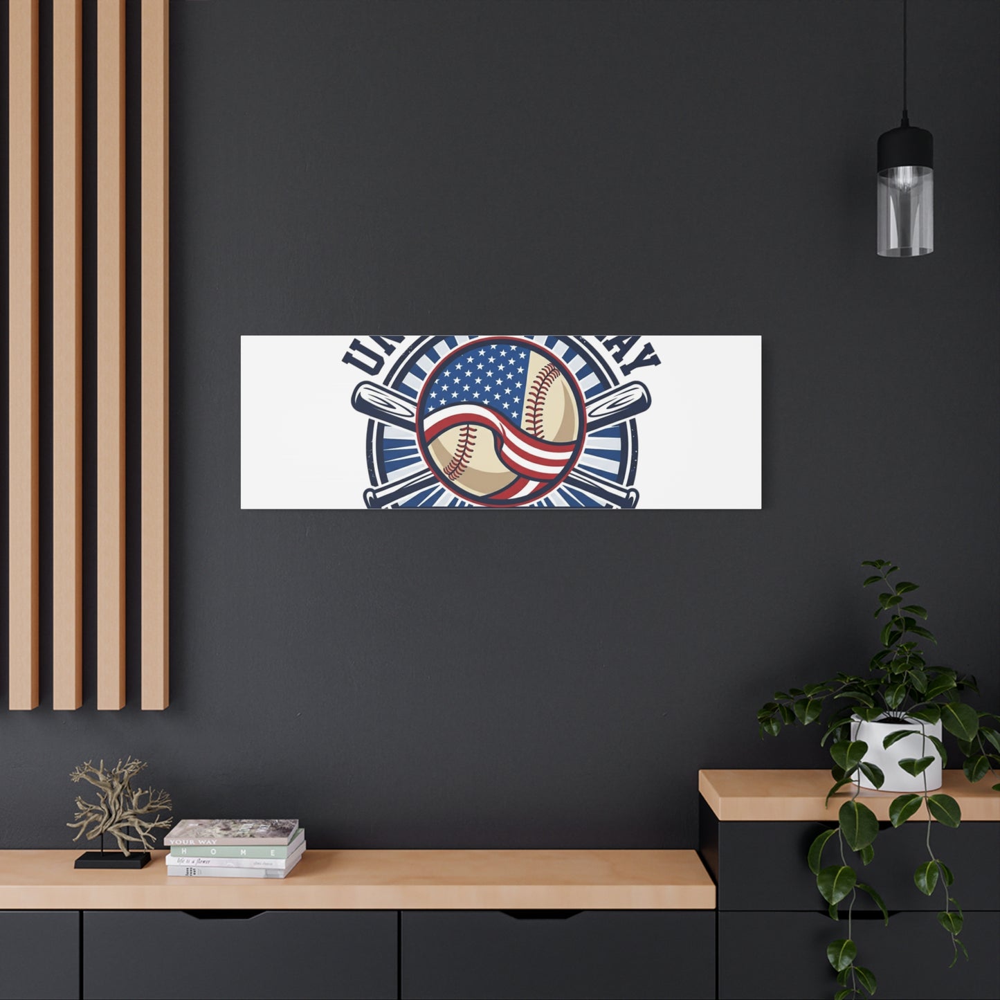 United We Play Baseball Club Canvas | Patriotic Baseball Graphic, Vintage Ballpark Aesthetic