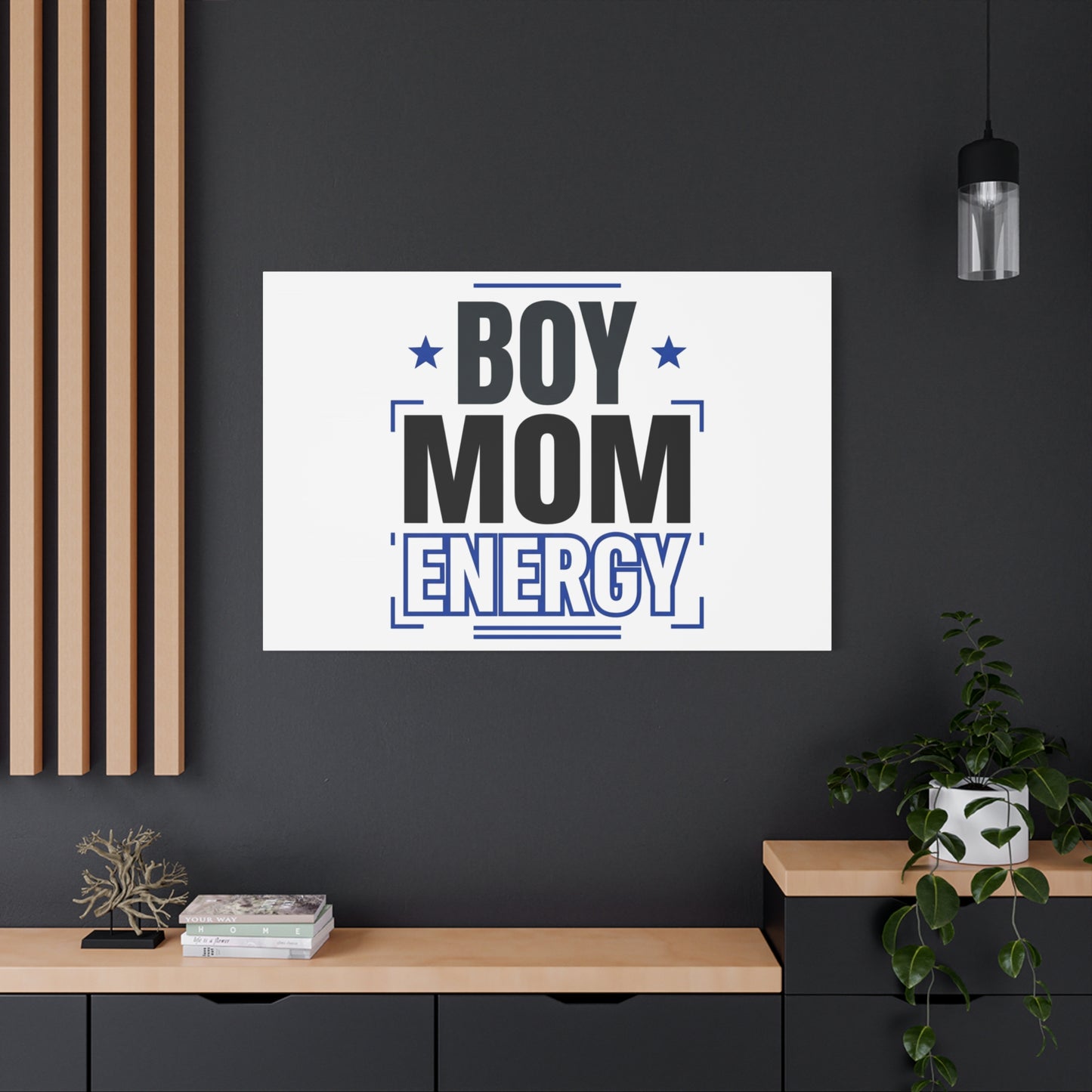 Boy Mom Energy Canvas, Minimal Typographic Mom Wall Art | Mother’s Day Mom Identity