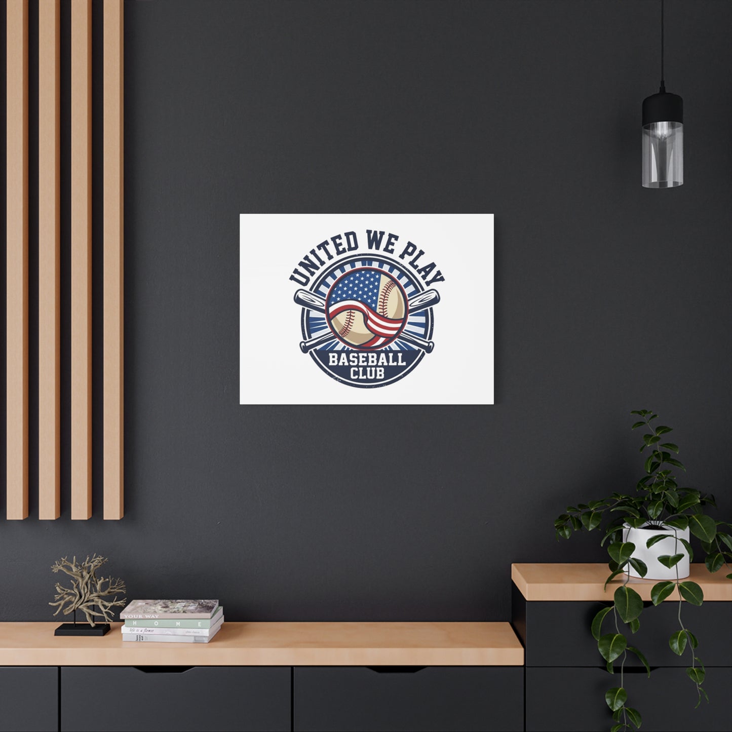 United We Play Baseball Club Canvas | Patriotic Baseball Graphic, Vintage Ballpark Aesthetic