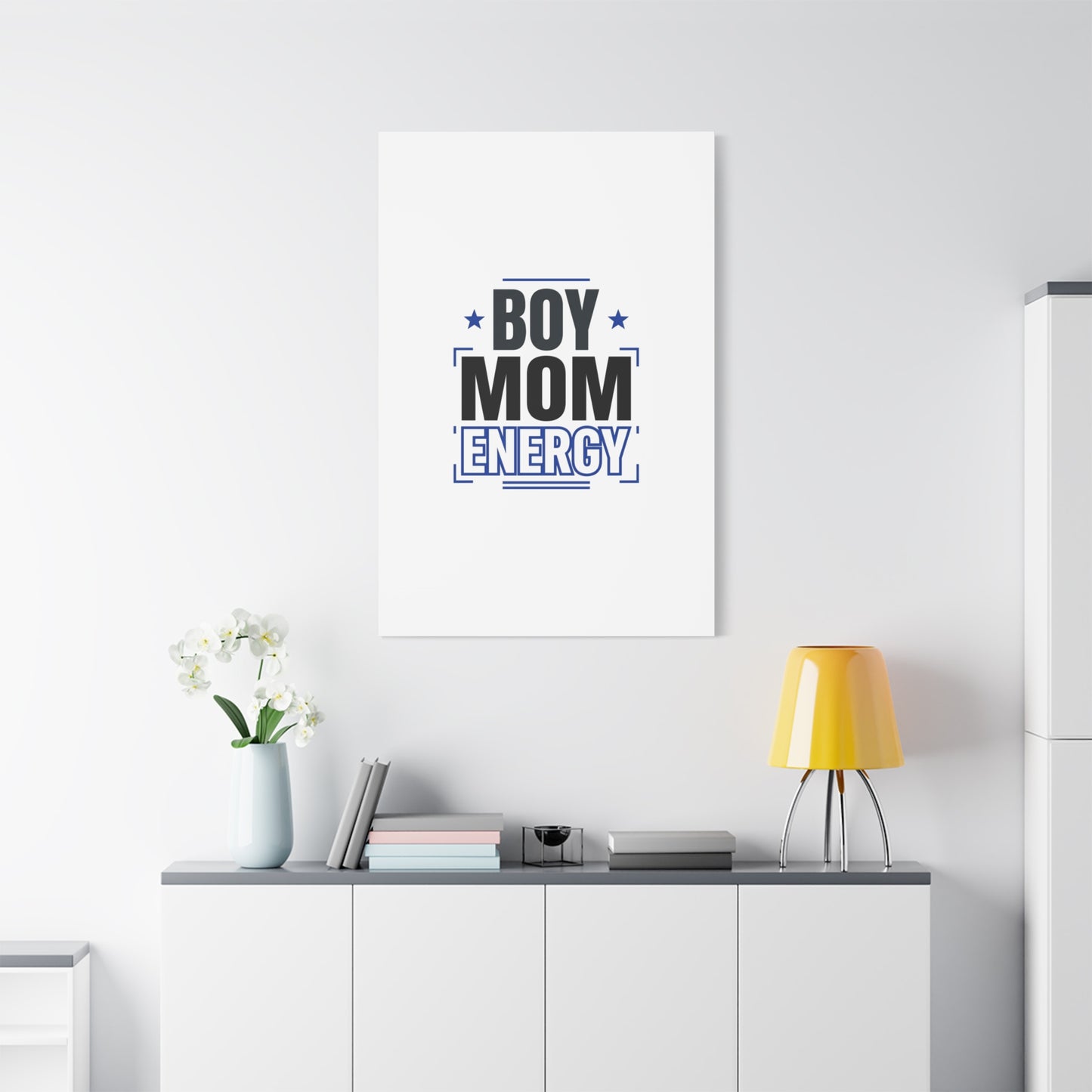 Boy Mom Energy Canvas, Minimal Typographic Mom Wall Art | Mother’s Day Mom Identity