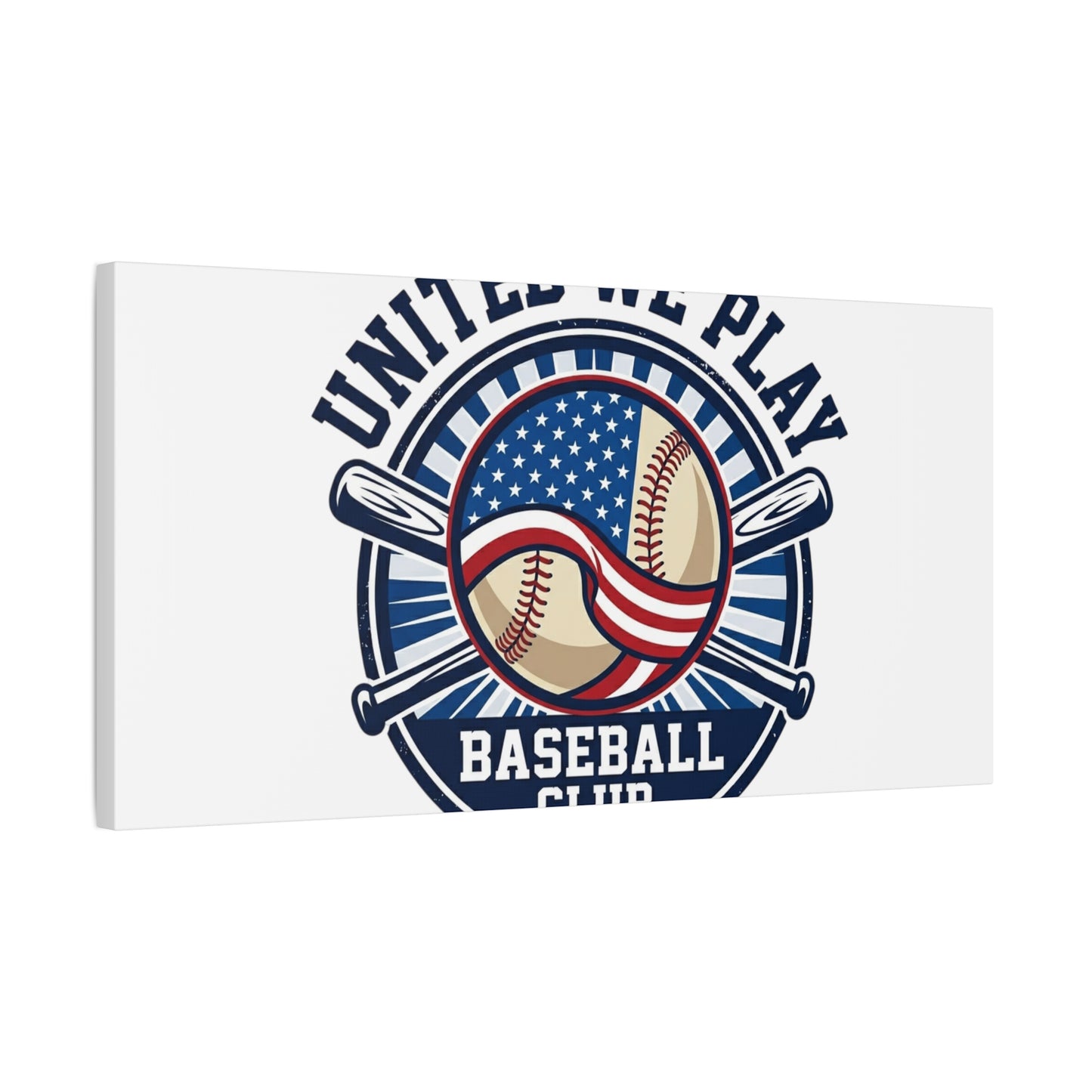 United We Play Baseball Club Canvas | Patriotic Baseball Graphic, Vintage Ballpark Aesthetic