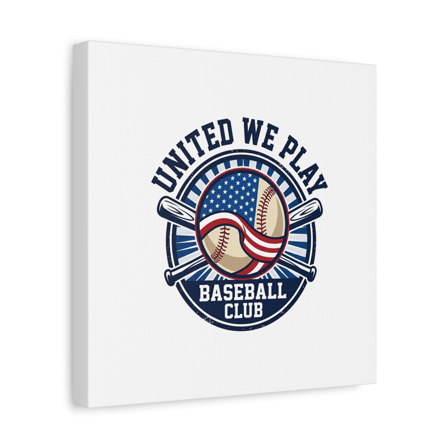 United We Play Baseball Club Canvas | Patriotic Baseball Graphic, Vintage Ballpark Aesthetic