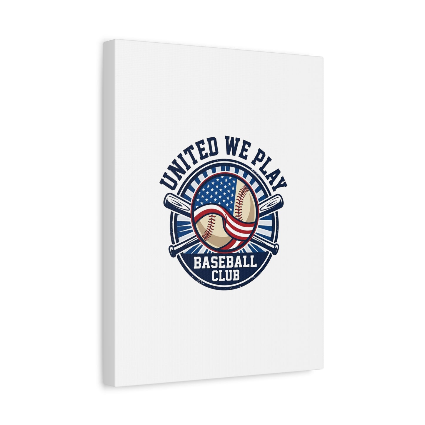 United We Play Baseball Club Canvas | Patriotic Baseball Graphic, Vintage Ballpark Aesthetic