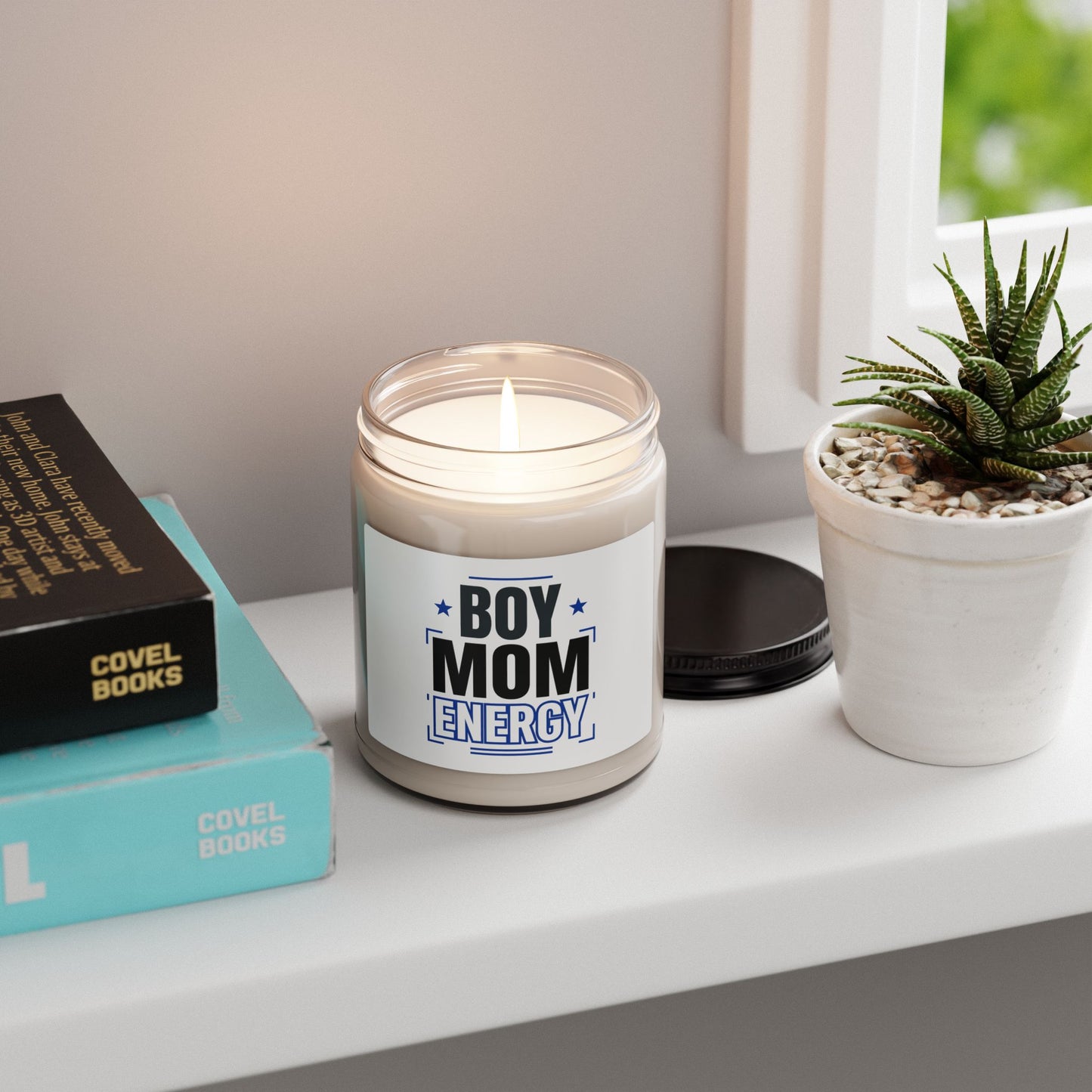 Boy Mom Energy Candle | Mother's Day Minimal Typographic Mom Identity