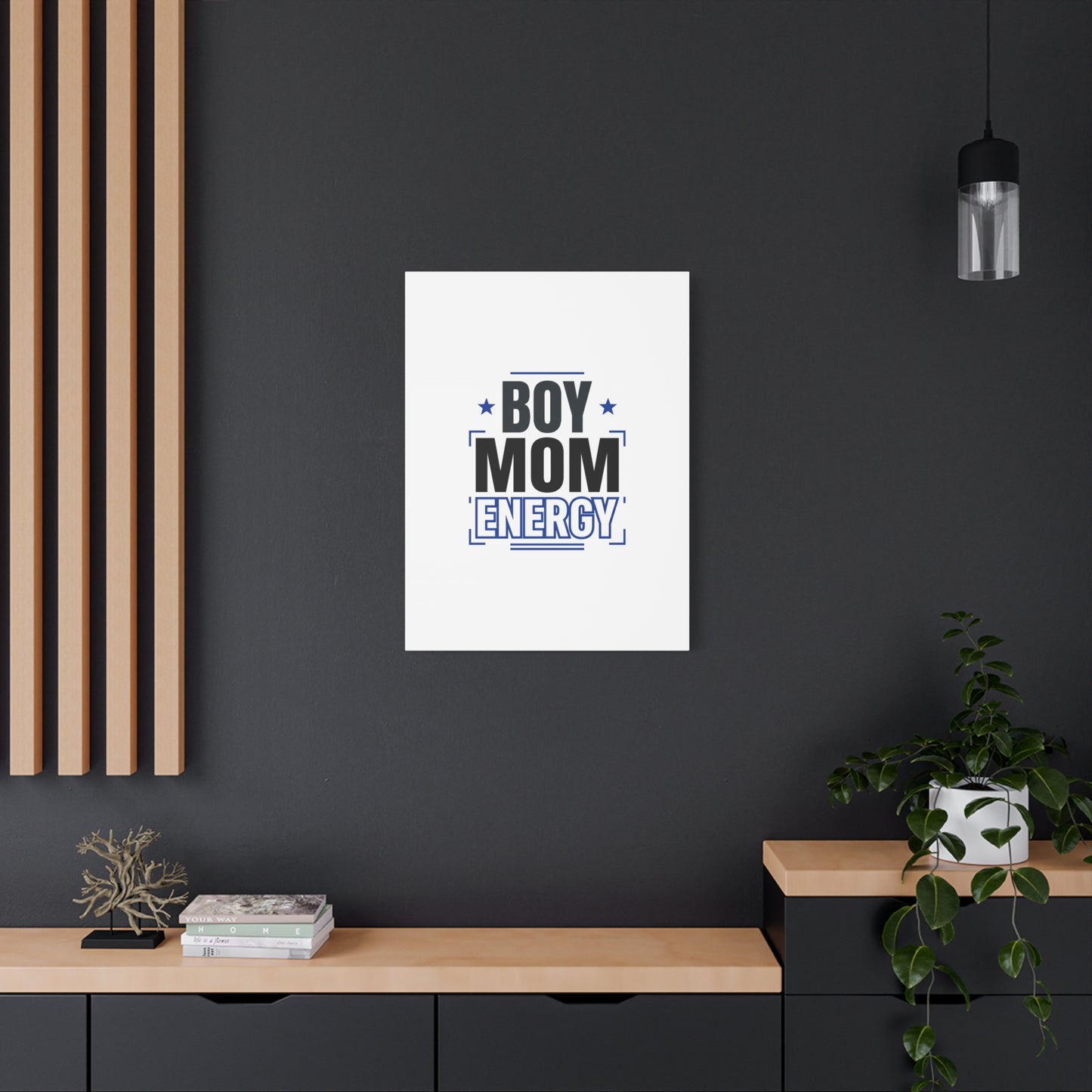 Boy Mom Energy Canvas, Minimal Typographic Mom Wall Art | Mother’s Day Mom Identity