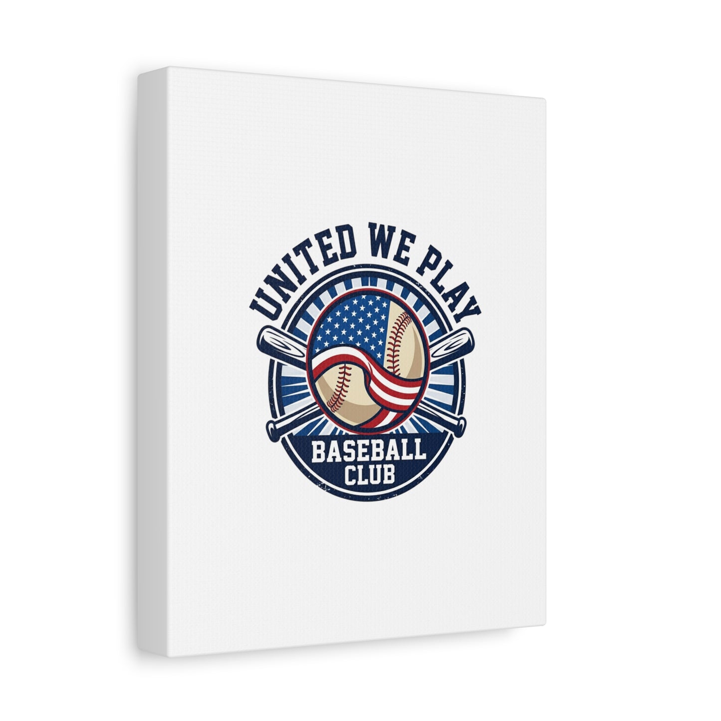 United We Play Baseball Club Canvas | Patriotic Baseball Graphic, Vintage Ballpark Aesthetic