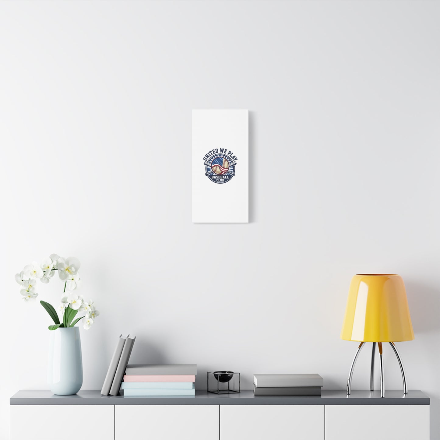 United We Play Baseball Club Canvas | Patriotic Baseball Graphic, Vintage Ballpark Aesthetic