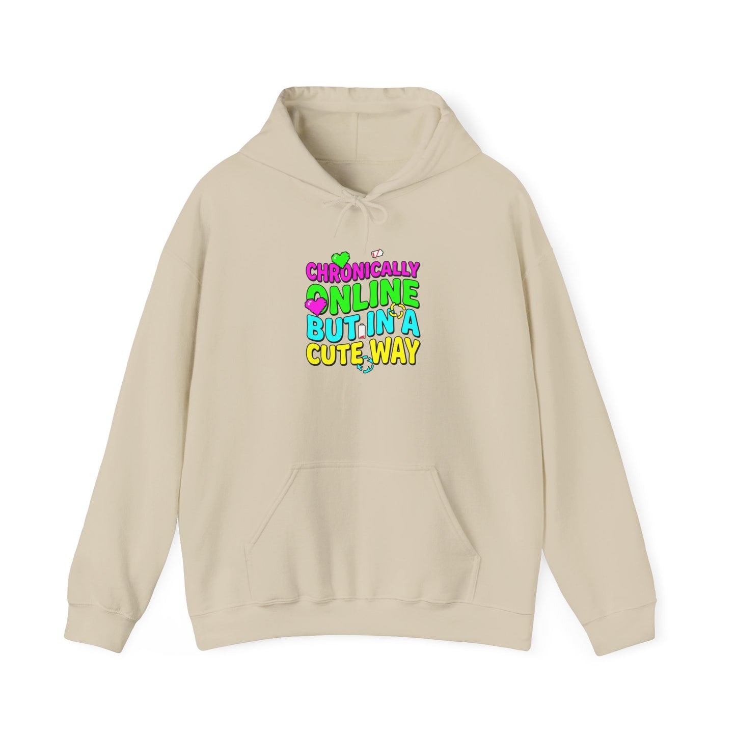 Chronically Online But In A Cute Way Hoodie, meme-core, brainrot humor