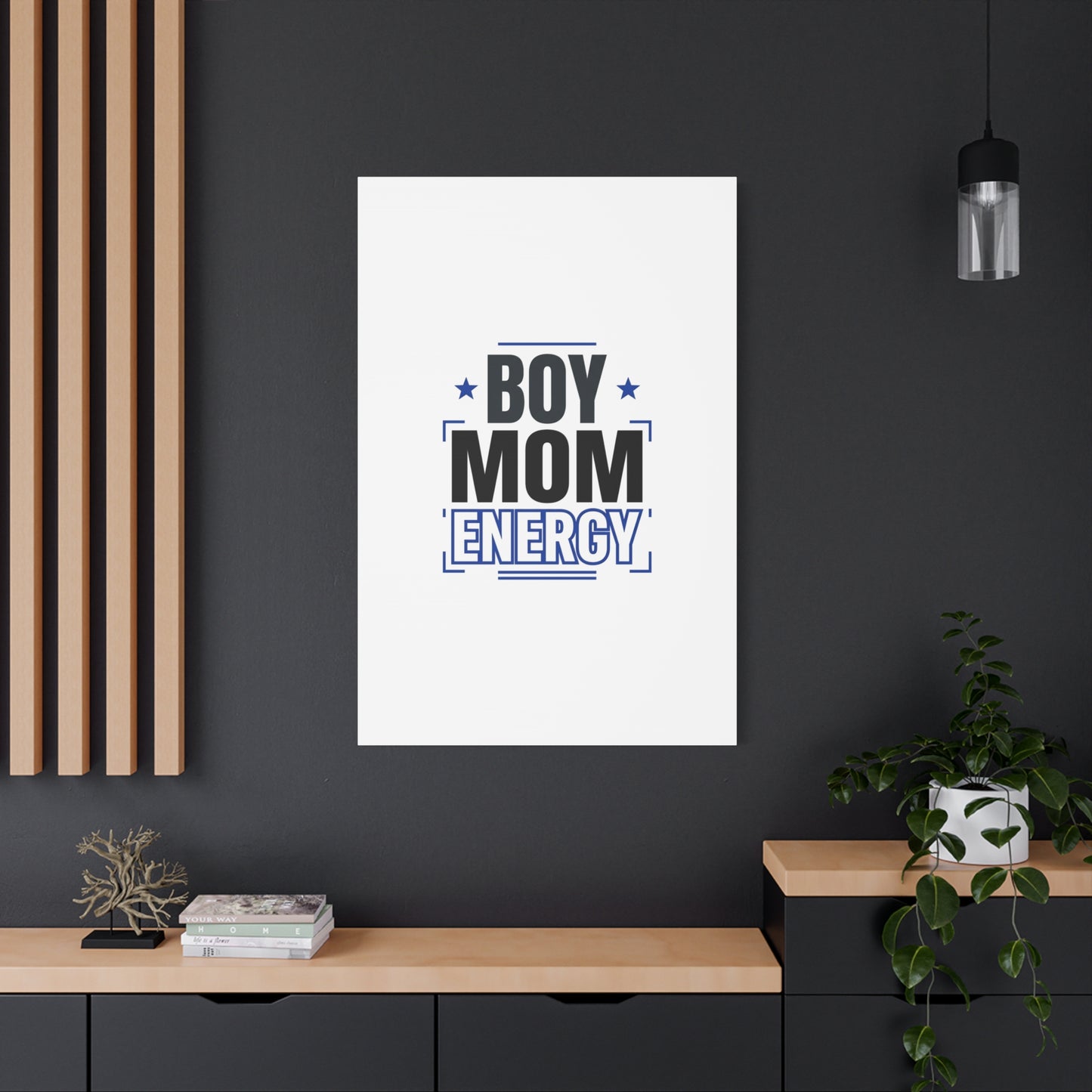 Boy Mom Energy Canvas, Minimal Typographic Mom Wall Art | Mother’s Day Mom Identity