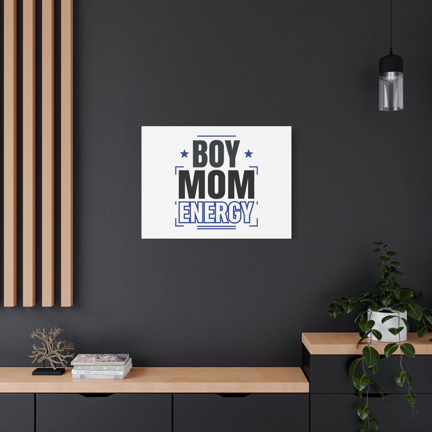 Boy Mom Energy Canvas, Minimal Typographic Mom Wall Art | Mother’s Day Mom Identity