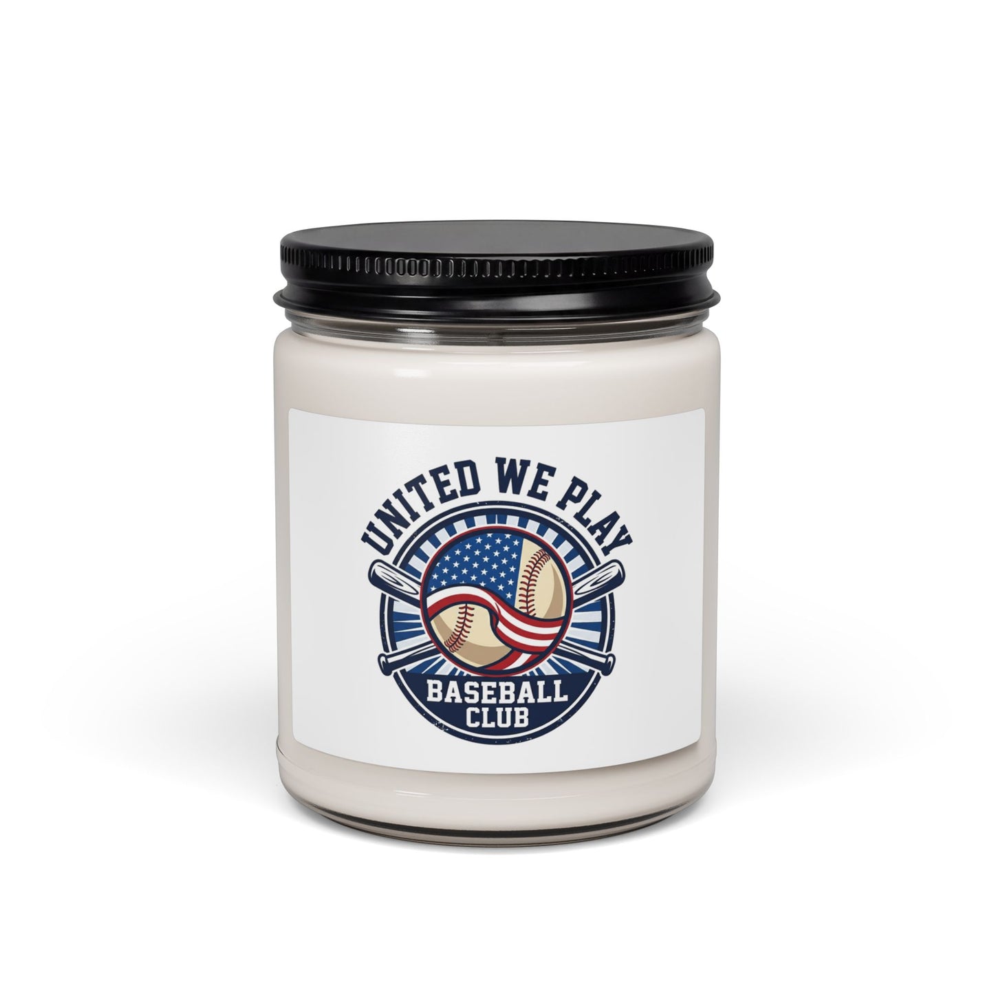 United We Play Baseball Candle | Patriotic Baseball Club, Red White Blue Soy Candle