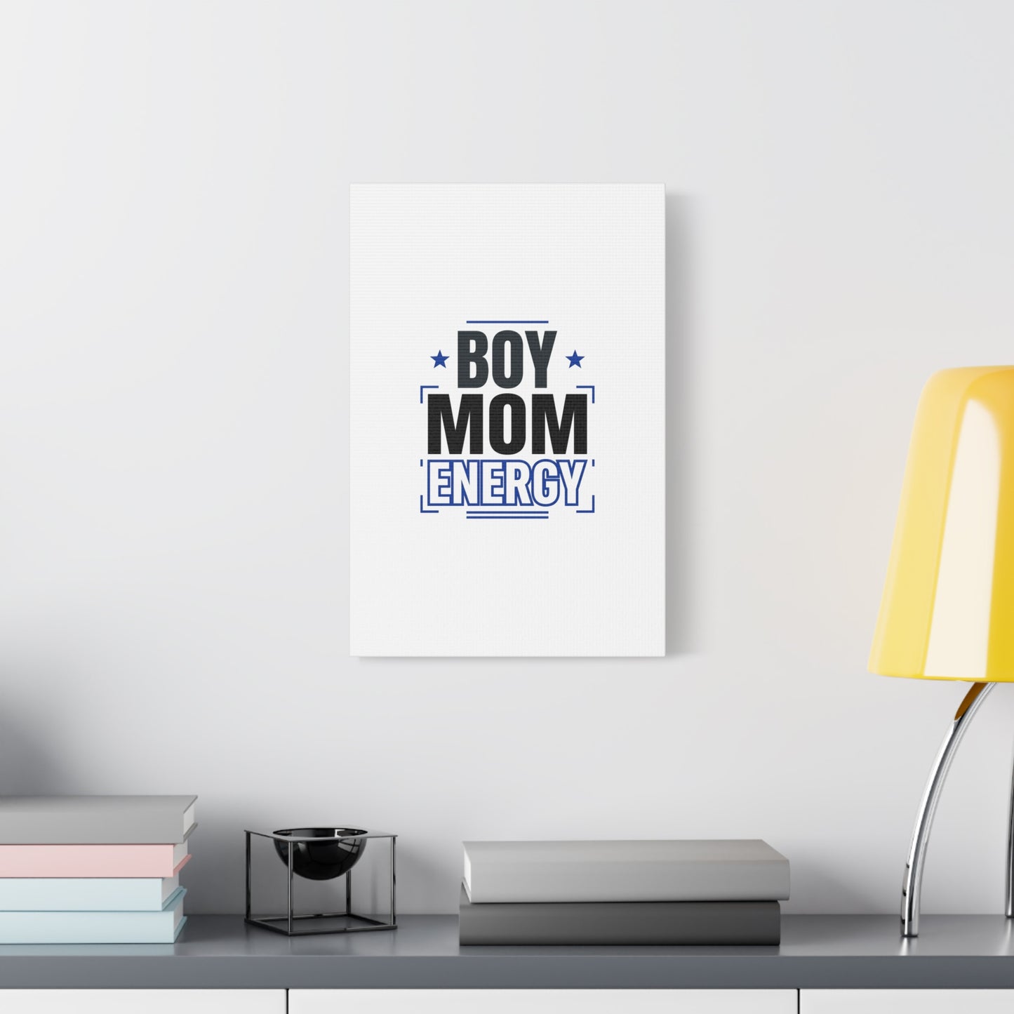 Boy Mom Energy Canvas, Minimal Typographic Mom Wall Art | Mother’s Day Mom Identity