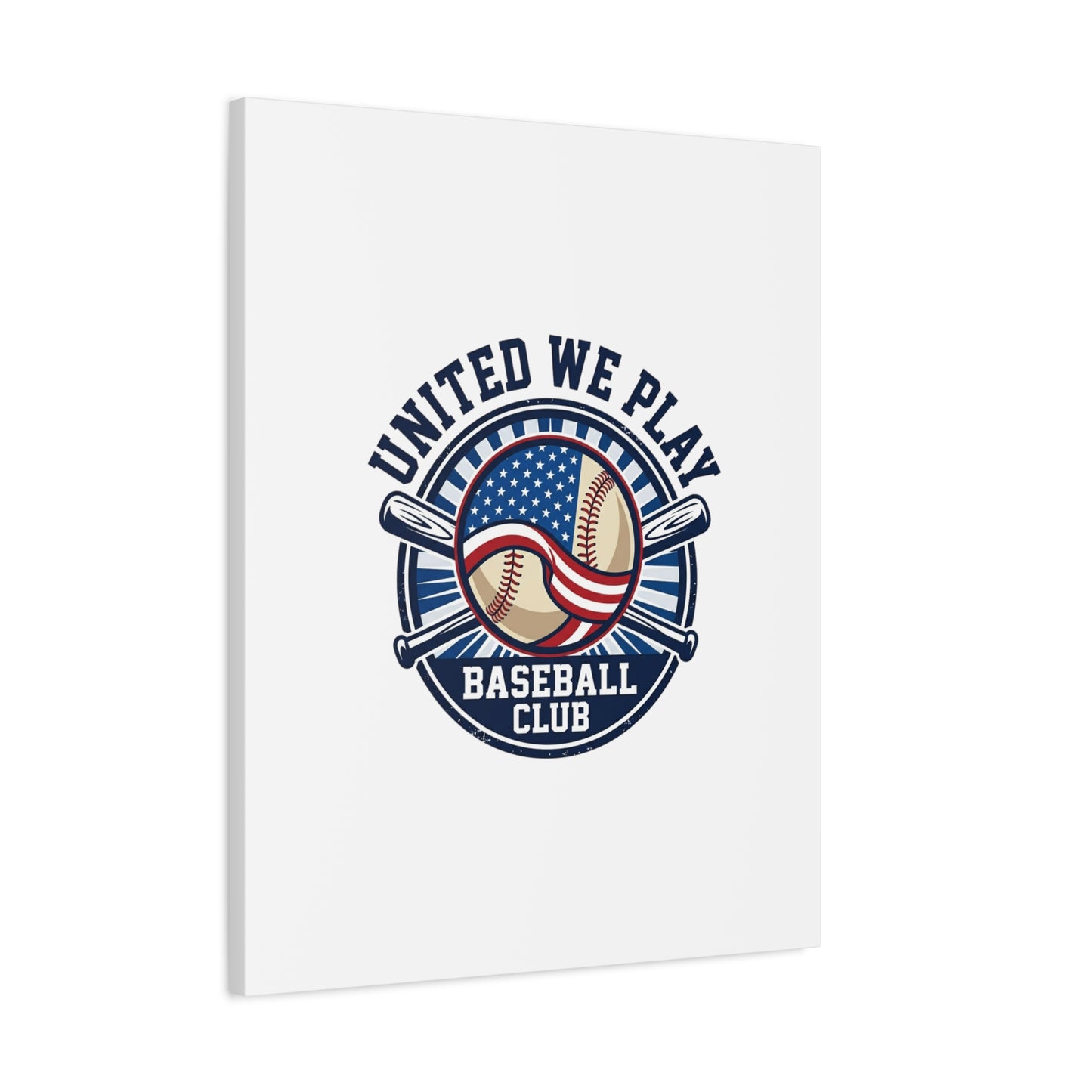 United We Play Baseball Club Canvas | Patriotic Baseball Graphic, Vintage Ballpark Aesthetic