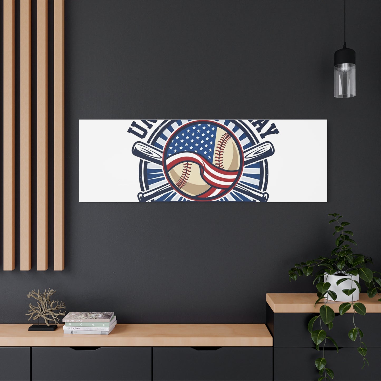 United We Play Baseball Club Canvas | Patriotic Baseball Graphic, Vintage Ballpark Aesthetic