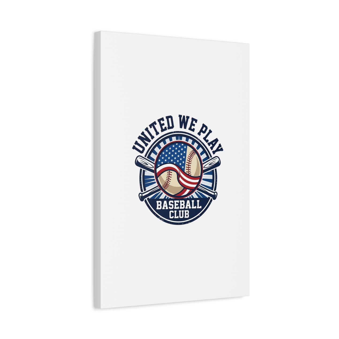 United We Play Baseball Club Canvas | Patriotic Baseball Graphic, Vintage Ballpark Aesthetic