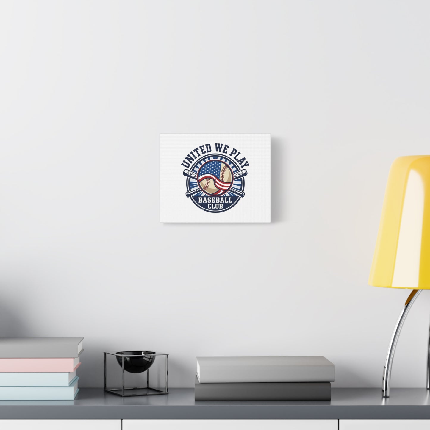 United We Play Baseball Club Canvas | Patriotic Baseball Graphic, Vintage Ballpark Aesthetic