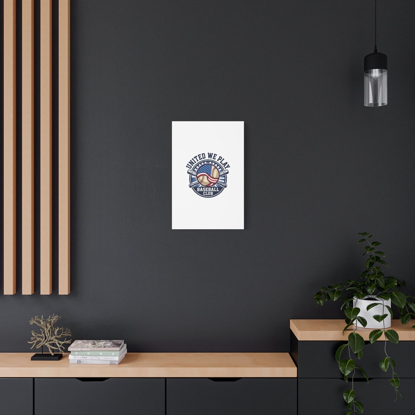 United We Play Baseball Club Canvas | Patriotic Baseball Graphic, Vintage Ballpark Aesthetic