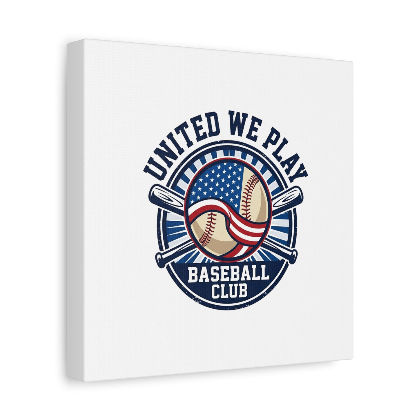 United We Play Baseball Club Canvas | Patriotic Baseball Graphic, Vintage Ballpark Aesthetic