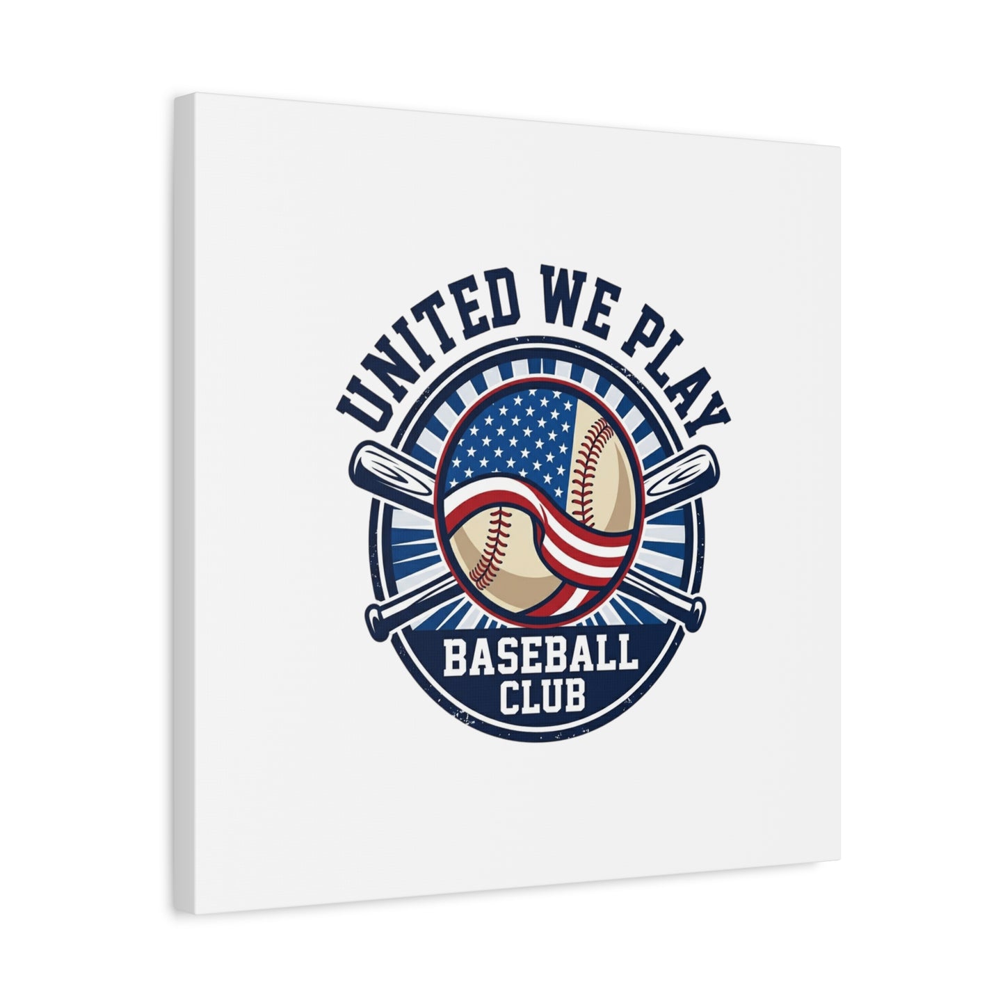United We Play Baseball Club Canvas | Patriotic Baseball Graphic, Vintage Ballpark Aesthetic