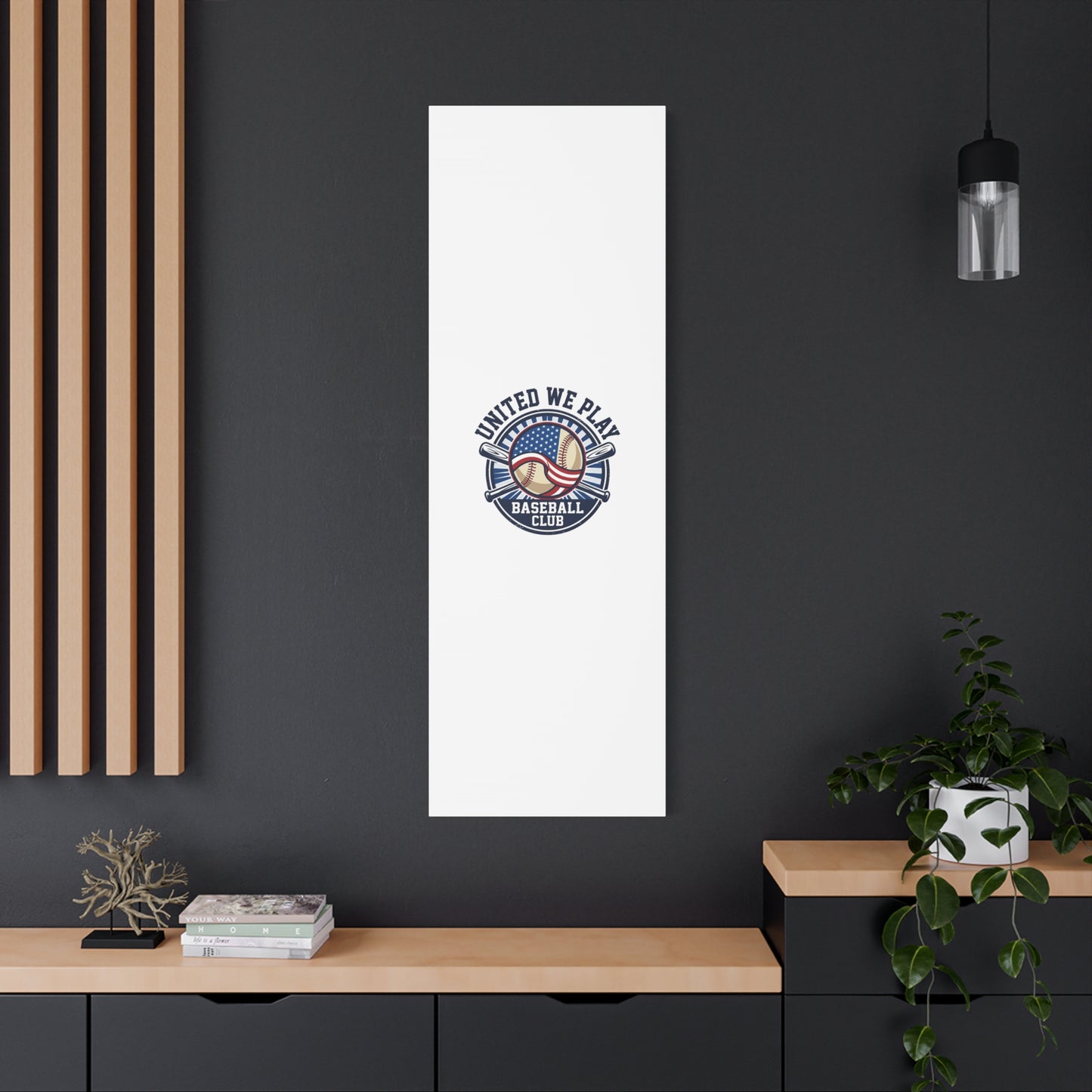 United We Play Baseball Club Canvas | Patriotic Baseball Graphic, Vintage Ballpark Aesthetic