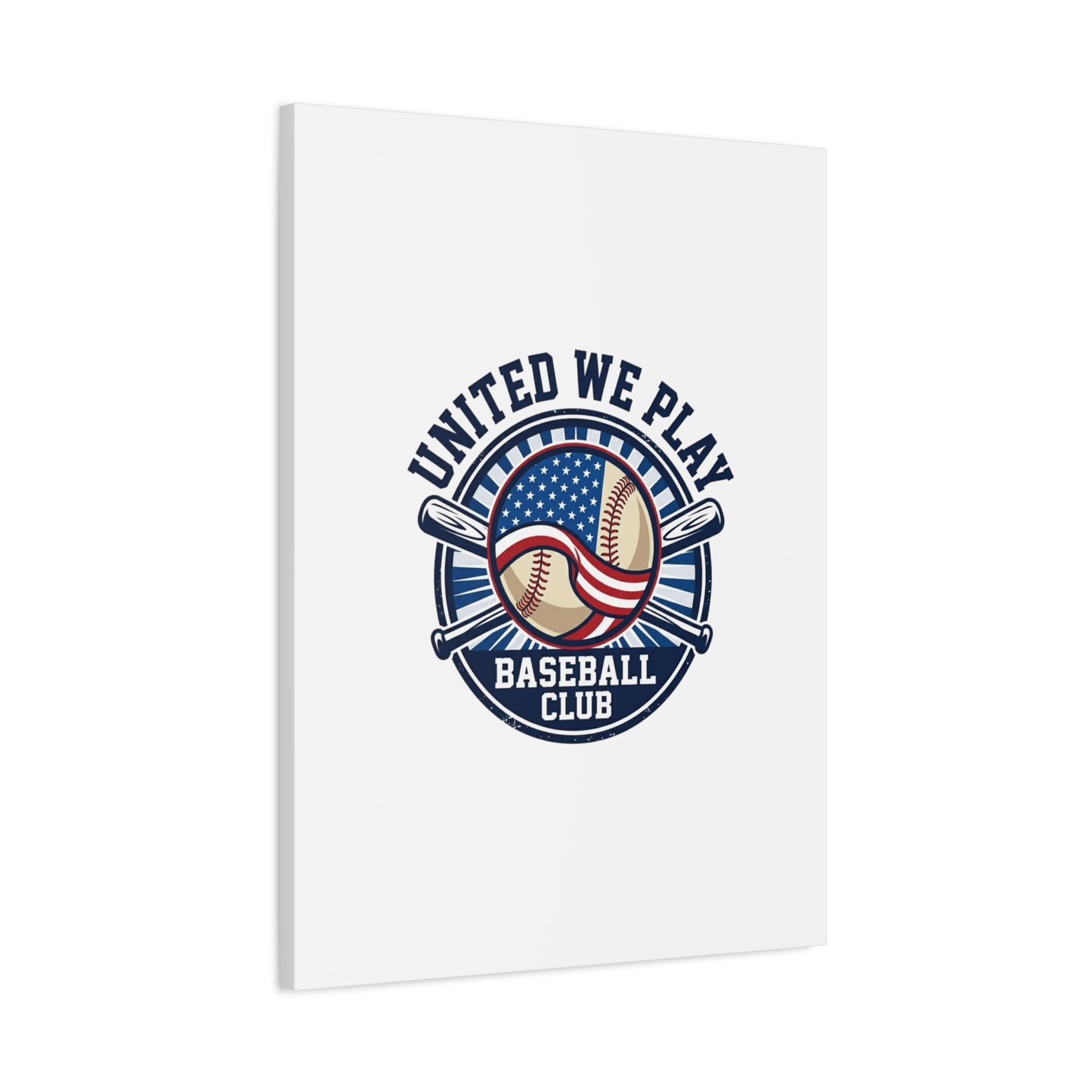 United We Play Baseball Club Canvas | Patriotic Baseball Graphic, Vintage Ballpark Aesthetic