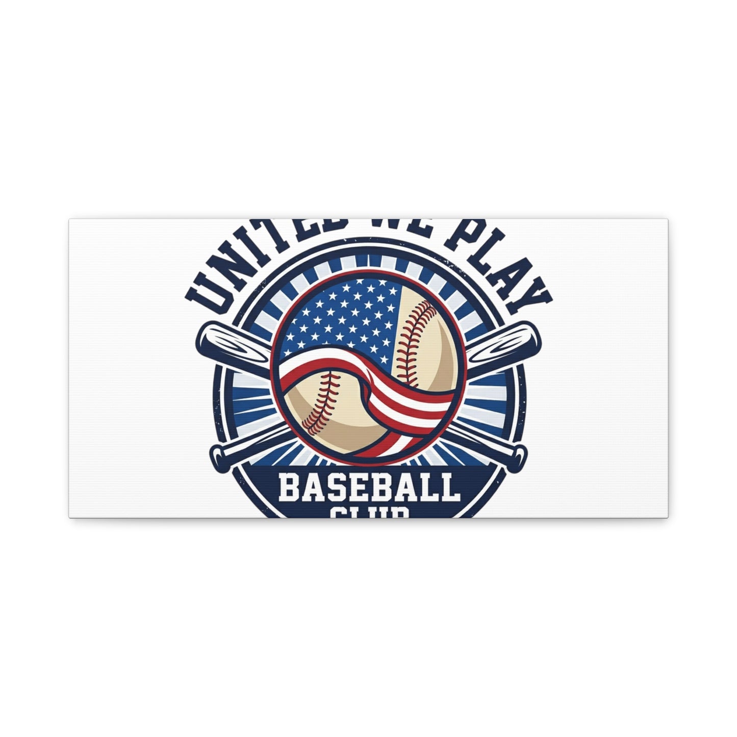 United We Play Baseball Club Canvas | Patriotic Baseball Graphic, Vintage Ballpark Aesthetic
