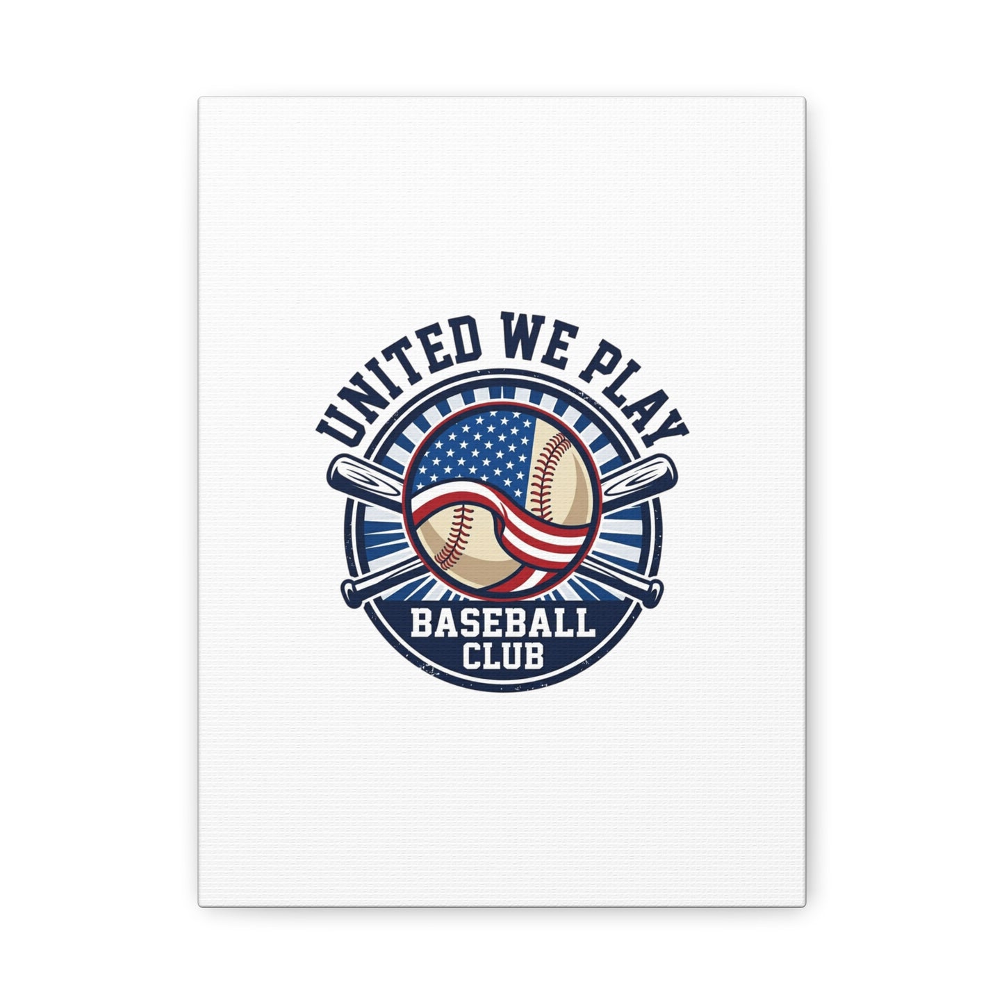 United We Play Baseball Club Canvas | Patriotic Baseball Graphic, Vintage Ballpark Aesthetic