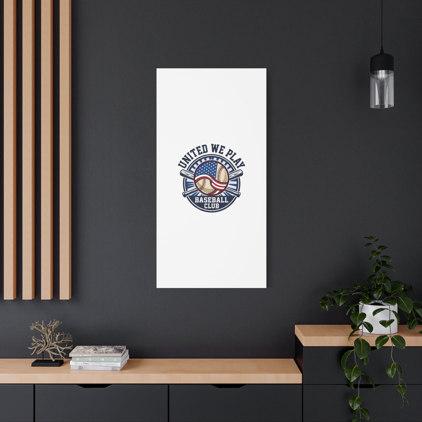 United We Play Baseball Club Canvas | Patriotic Baseball Graphic, Vintage Ballpark Aesthetic