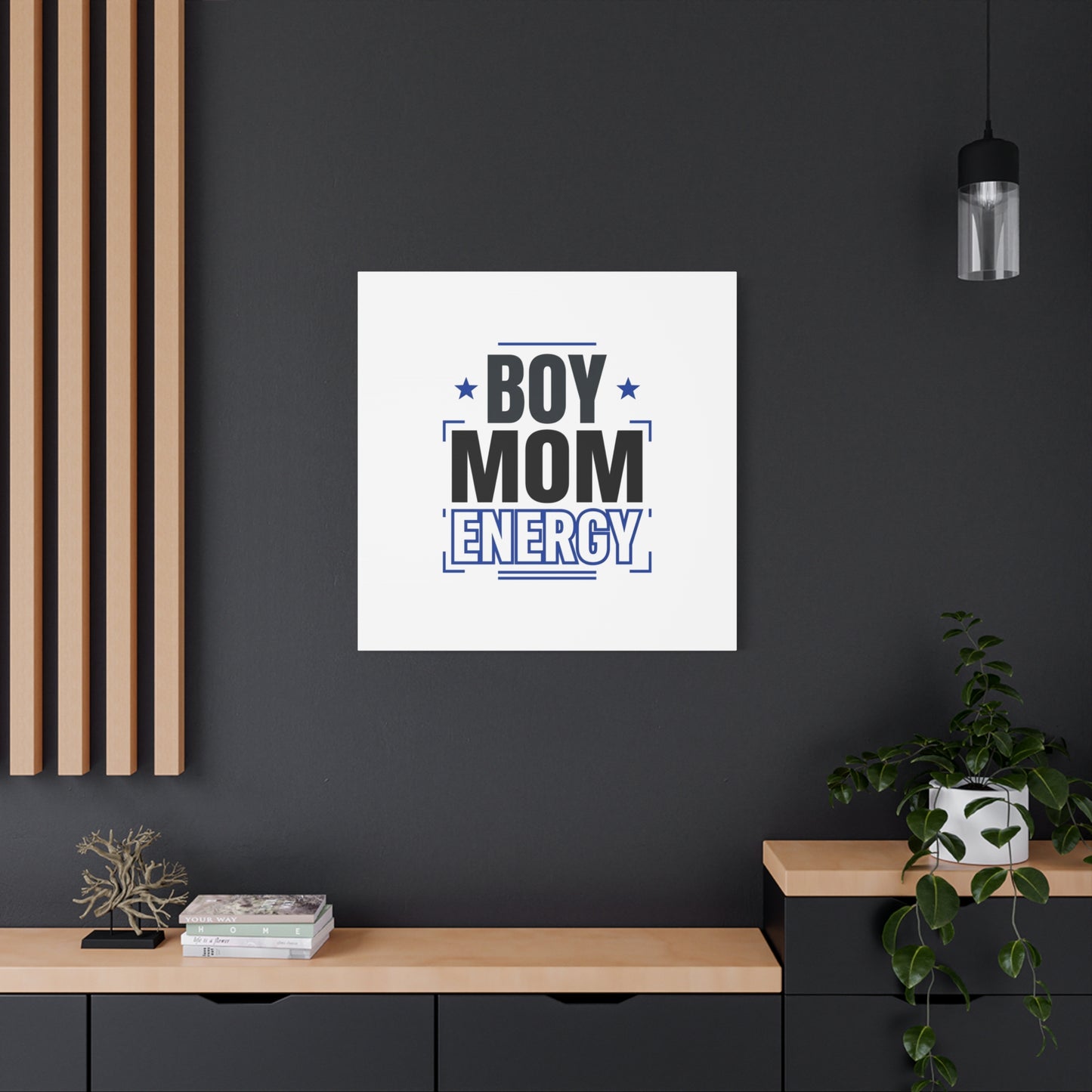 Boy Mom Energy Canvas, Minimal Typographic Mom Wall Art | Mother’s Day Mom Identity