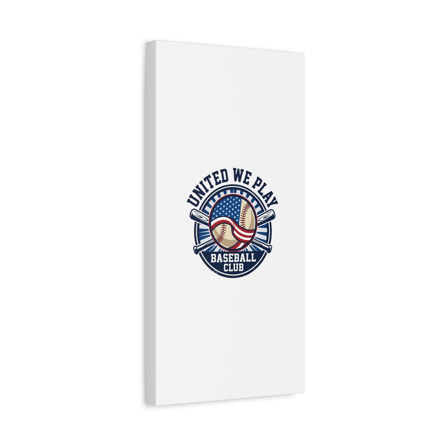 United We Play Baseball Club Canvas | Patriotic Baseball Graphic, Vintage Ballpark Aesthetic