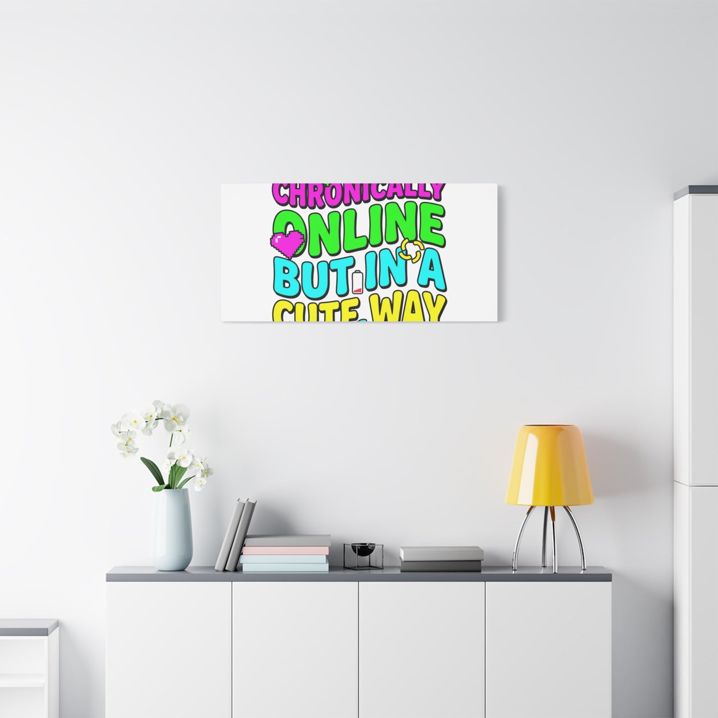 Chronically Online But In A Cute Way Canvas | meme-core, cringe-core