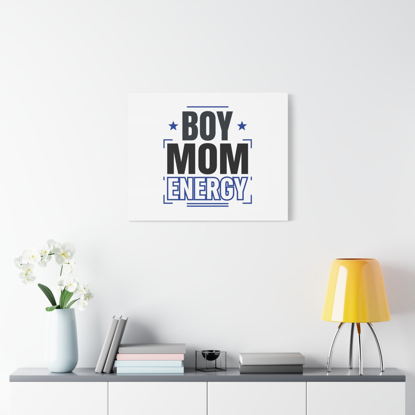 Boy Mom Energy Canvas, Minimal Typographic Mom Wall Art | Mother’s Day Mom Identity