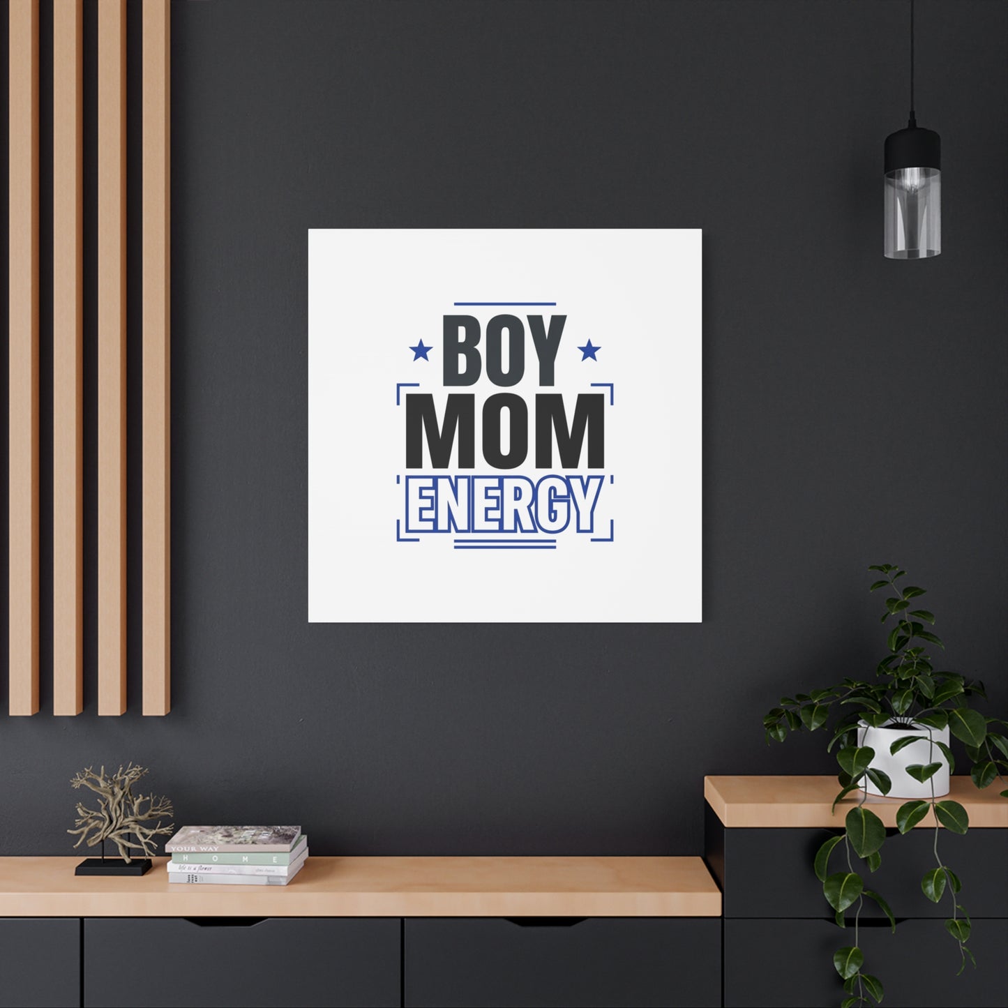 Boy Mom Energy Canvas, Minimal Typographic Mom Wall Art | Mother’s Day Mom Identity