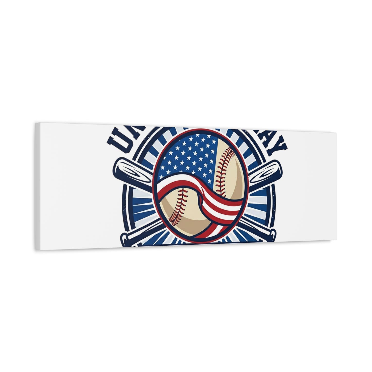United We Play Baseball Club Canvas | Patriotic Baseball Graphic, Vintage Ballpark Aesthetic