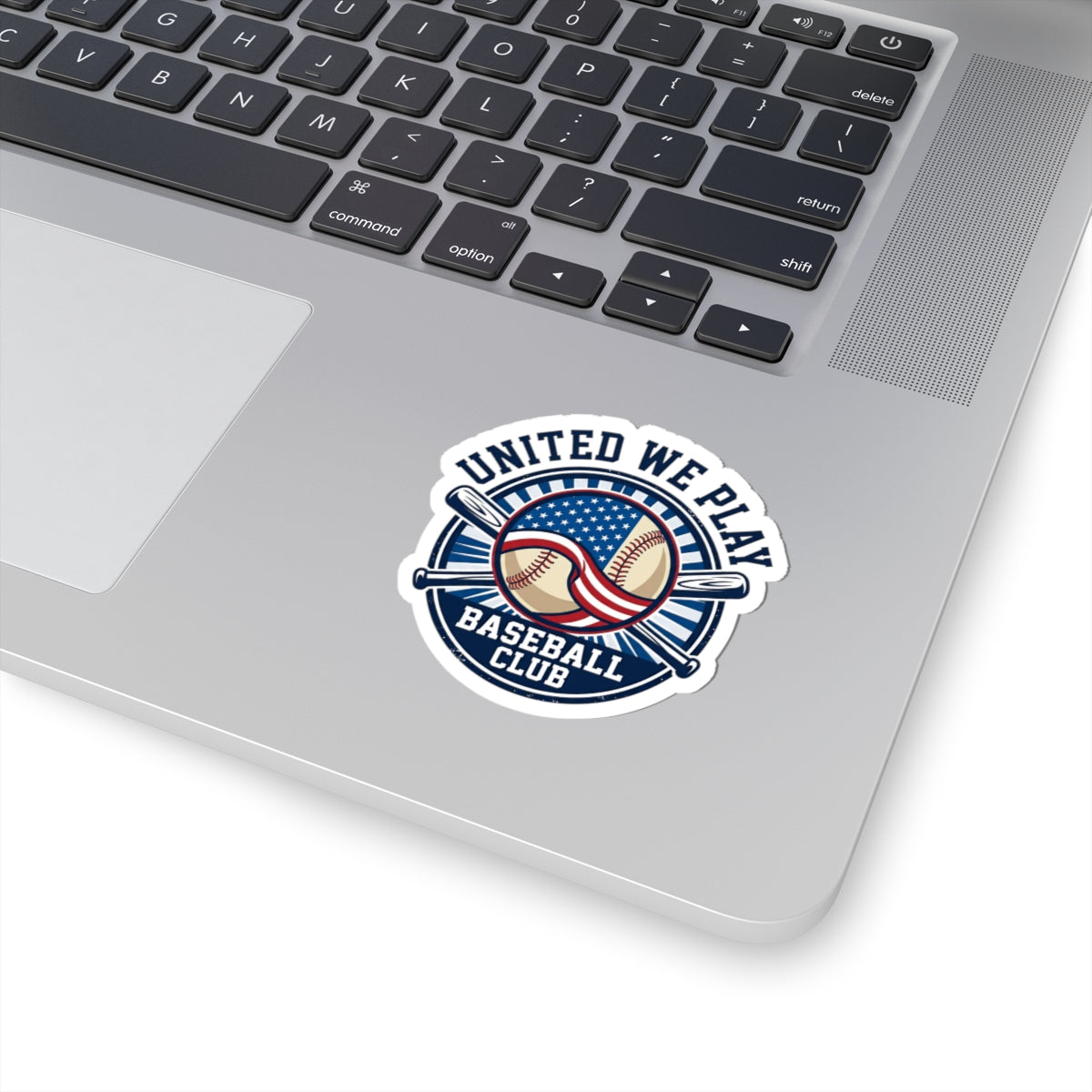 United We Play Baseball Club Sticker | Patriotic Baseball, Red White Blue