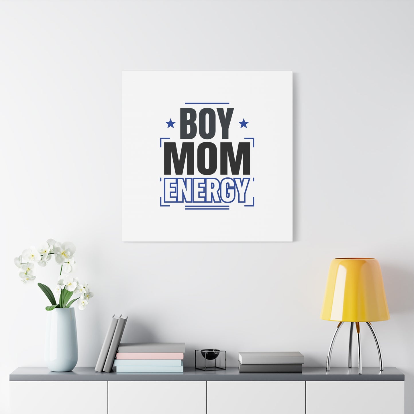 Boy Mom Energy Canvas, Minimal Typographic Mom Wall Art | Mother’s Day Mom Identity