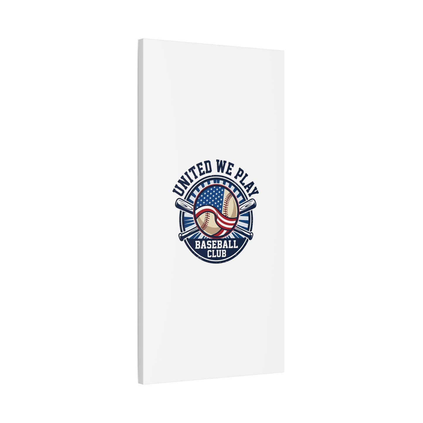 United We Play Baseball Club Canvas | Patriotic Baseball Graphic, Vintage Ballpark Aesthetic