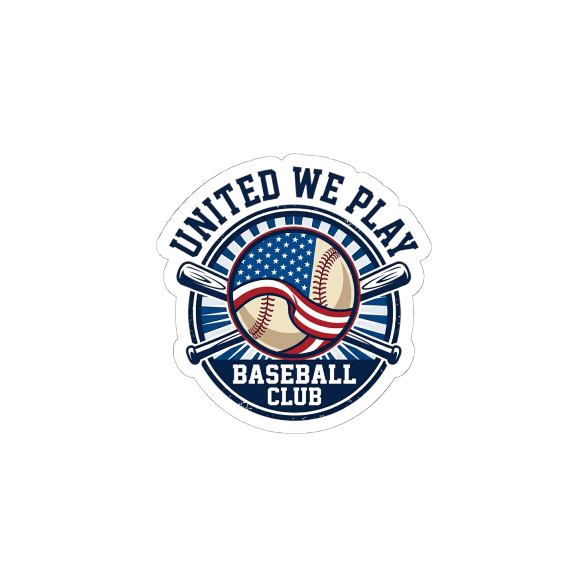 United We Play Baseball Club Sticker | Patriotic Baseball, Red White Blue