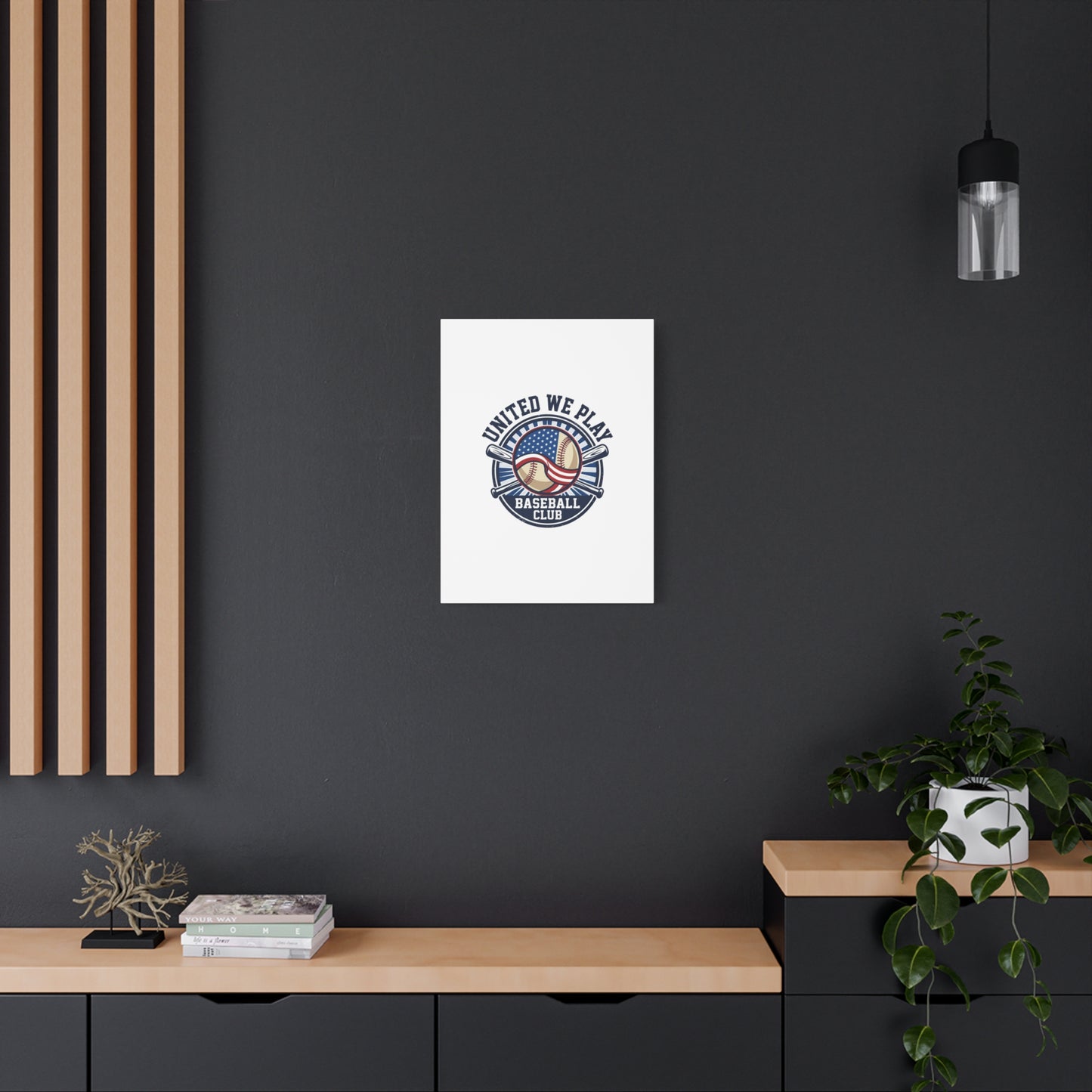United We Play Baseball Club Canvas | Patriotic Baseball Graphic, Vintage Ballpark Aesthetic