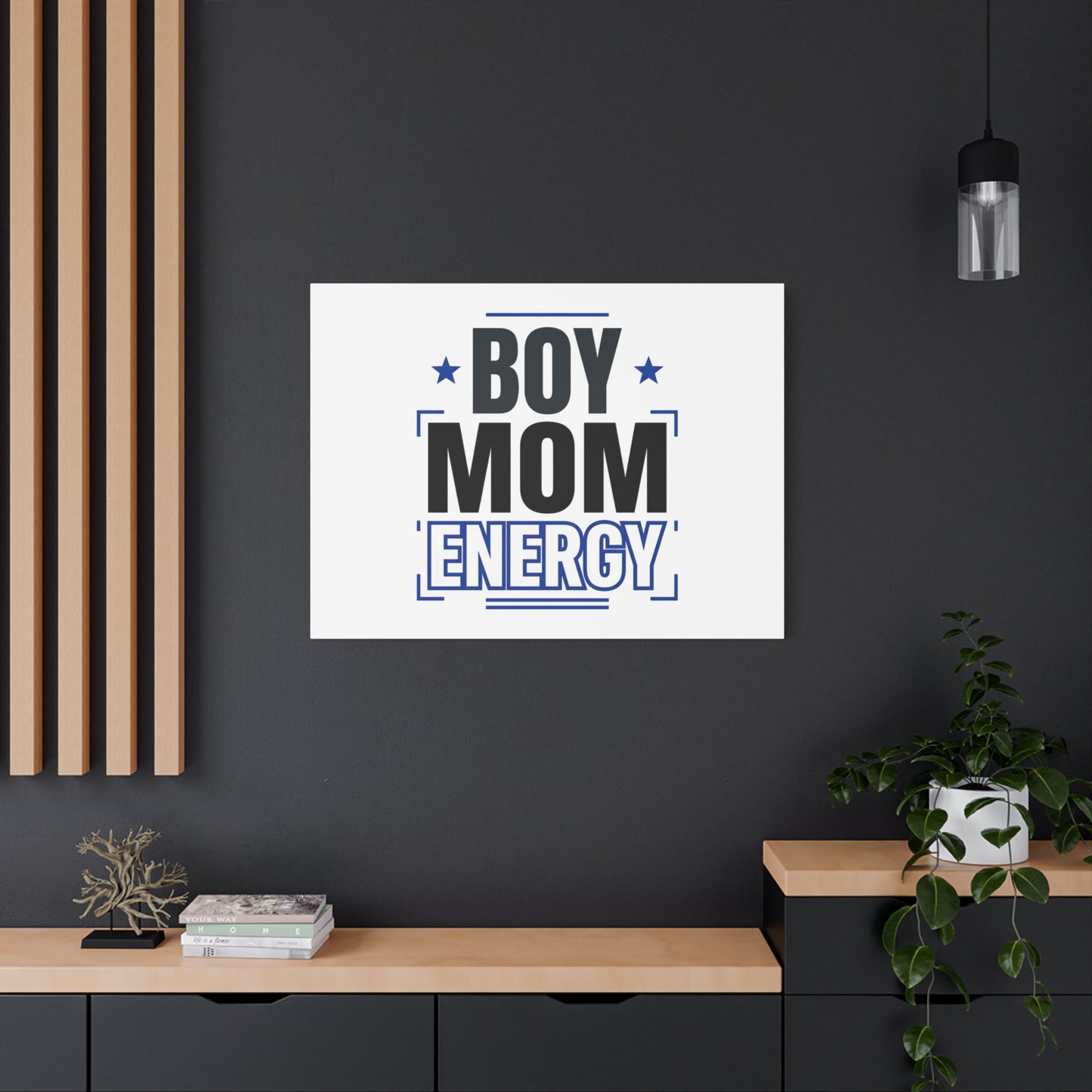 Boy Mom Energy Canvas, Minimal Typographic Mom Wall Art | Mother’s Day Mom Identity